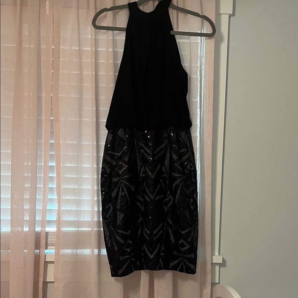 Vince Camuto Black and Silver Mini Dress